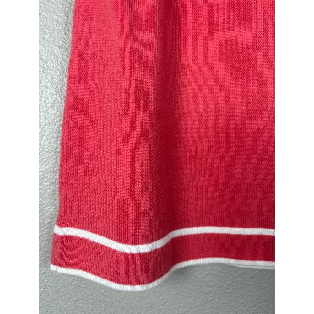 Metrostyle Y2K Womens Coral Pink White Striped V-Neck Cotton‎ Knit Tank Top M